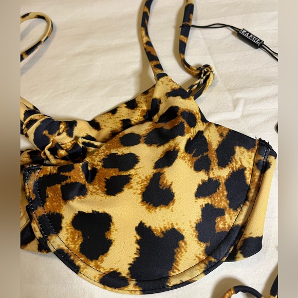 Zaful Animal Print Bikini Tie Leopard Vacation Summer Beach Pool - Picture 3 of 10